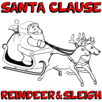 How to Draw Santa Clause & Reindeers and Flying Sleigh for Christmas
