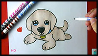 how to draw a cute puppy easy
