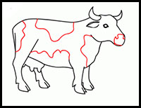 how to draw a cow