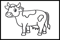 How to Draw a Cow Easy Step By Step Farm Animal Drawing
