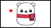 How to Draw a Holiday Polar Bear Easy | Squishmallows