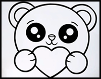 How to Draw a Cute Polar Bear Holding a Heart