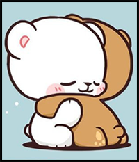 How to Draw The 2 Kawaii / Chibi Bears Hugging from Milk and Mocha - Easy Step by Step Drawing Tutorial