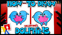 How to Draw Valentine’s Day Dolphins Making a Heart