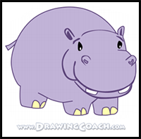 How to Draw a Cartoon Hippo