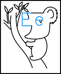 How to Draw a Cartoon Koala Bear from Letter Ee Shapes Easy Step-by-Step Drawing Tutorial for Kids