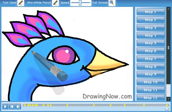 How
to draw peacocks
