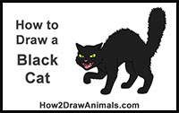 how to draw a cartoon black cat