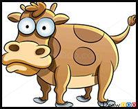 how to draw a funny cow