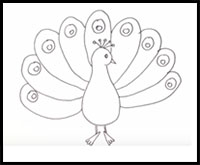 how to draw a peacock - each tutorial
