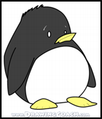 how to draw a cartoon penguin