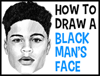 drawing a black man's face with simple steps drawing lesson for beginners