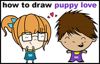 Learn How to Draw a Cute / Chibi Boy and Girl in Love With Simple Steps Drawing Lesson for Children