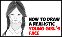 Learn How to Draw a Realistic Cute Little Girl's Face/Head Step by Step Drawing Tutorial for Beginners