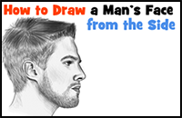 Learn How to Draw a Face from the Side Profile View (Male / Man) Easy Step by Step Drawing Tutorial for Beginners