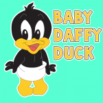 How to Draw Baby Daffy Duck from TinyToons Adventures