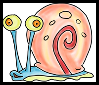 How to Draw Gary the Snail from Spongebob Squarepants : Step by Step Drawing Tutorial