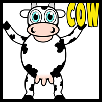 How to Draw Standing Cartoon Cows Easy Steps Tutorial