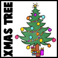 How to Draw a Christmas Tree with Gifts Under It