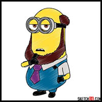 How to Draw Minion Kevin with Beard