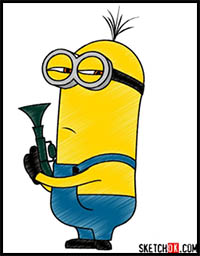 How to Draw Minion Kevin with a Gun
