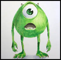How to Draw Mike Wazowski in 3D [Monster University] Drawing Tutorial