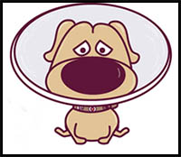How to Draw Dug (Cute / Kawaii / Chibi) from Up – The Dog from Up with a Cone on His Head in Easy Step by Step Drawing Tutorial