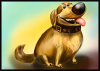 How to Draw Dug Golden Retriever from Up