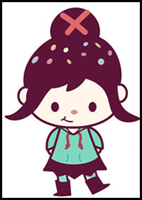 How to Draw Cute Kawaii Chibi Vanellope (Glitch) from Wreck It Ralph 2 – Easy for Kids