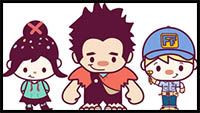 How to Draw Super Cute Chibi Wreck it Ralph Characters for Kids