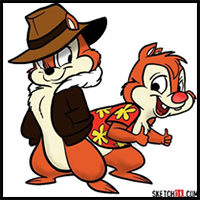 How to Draw Chip and Dale Together