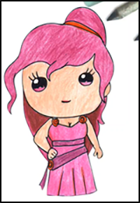 How to Draw Kawaii Megara from Hercules Step by Step