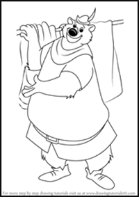 How to Draw Little John the Bear from Robin Hood
