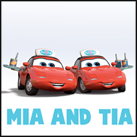 How to draw Mia and Tia from Pixar's Cars with easy step by step drawing tutorial