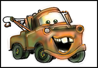 How to Draw Mater from Cars Movie