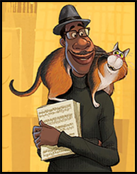 Learn How to Draw Joe Gardner and Mr. Mittens the Cat from Pixar's Soul Easy Step by Step Drawing Tutorial