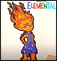 Learn to Draw Ember Lumen from ELEMENTAL 2023