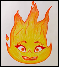 ELEMENTAL Ember Lumen Drawing / Disney Pixar Drawing Characters