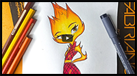 How to Draw Ember from Elemental Movie