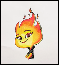 How to Draw Ember Lumen | Elemental 2023