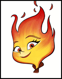 How to Draw Ember Lumen from Elemental Movie in 5 minutes
