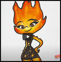 How to Draw Ember from Elemental Easy - Disney Pixar - Elemental Movie