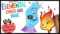 How to Draw Ember and Wade from Elemental Movie