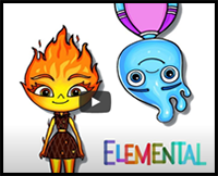 How to Draw Ember and Wade from Elemental Disney | Fire and Water
