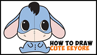 How to Draw a Cute Chibi / Kawaii Eeyore Easy Step by Step Drawing Tutorial for Kids & Beginners