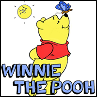How to Draw Winnie the Poo and Butterfly with Step by Step Drawing Lesson