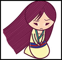 How to Draw Cute Kawaii Chibi Mulan the Chinese Disney Princess – Easy Step by Step Drawing Tutorial for Beginners