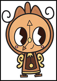 How to Draw Cute Kawaii Chibi Cogsworth the Clock from Beauty and the Beast Easy Step by Step Drawing Tutorial for Kids