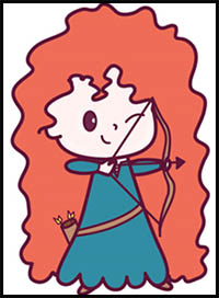 How to Draw Cute Kawaii Chibi Merida from Disney Pixar’s Brave in Easy Step by Step Drawing Tutorial for Kids