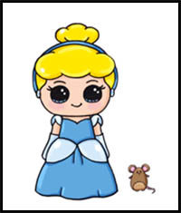 How to Draw Disney Princess Cinderella Cute and Easy